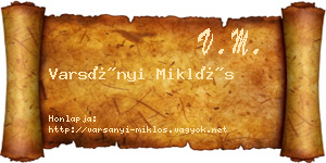 Varsányi Miklós névjegykártya