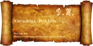 Varsányi Miklós névjegykártya